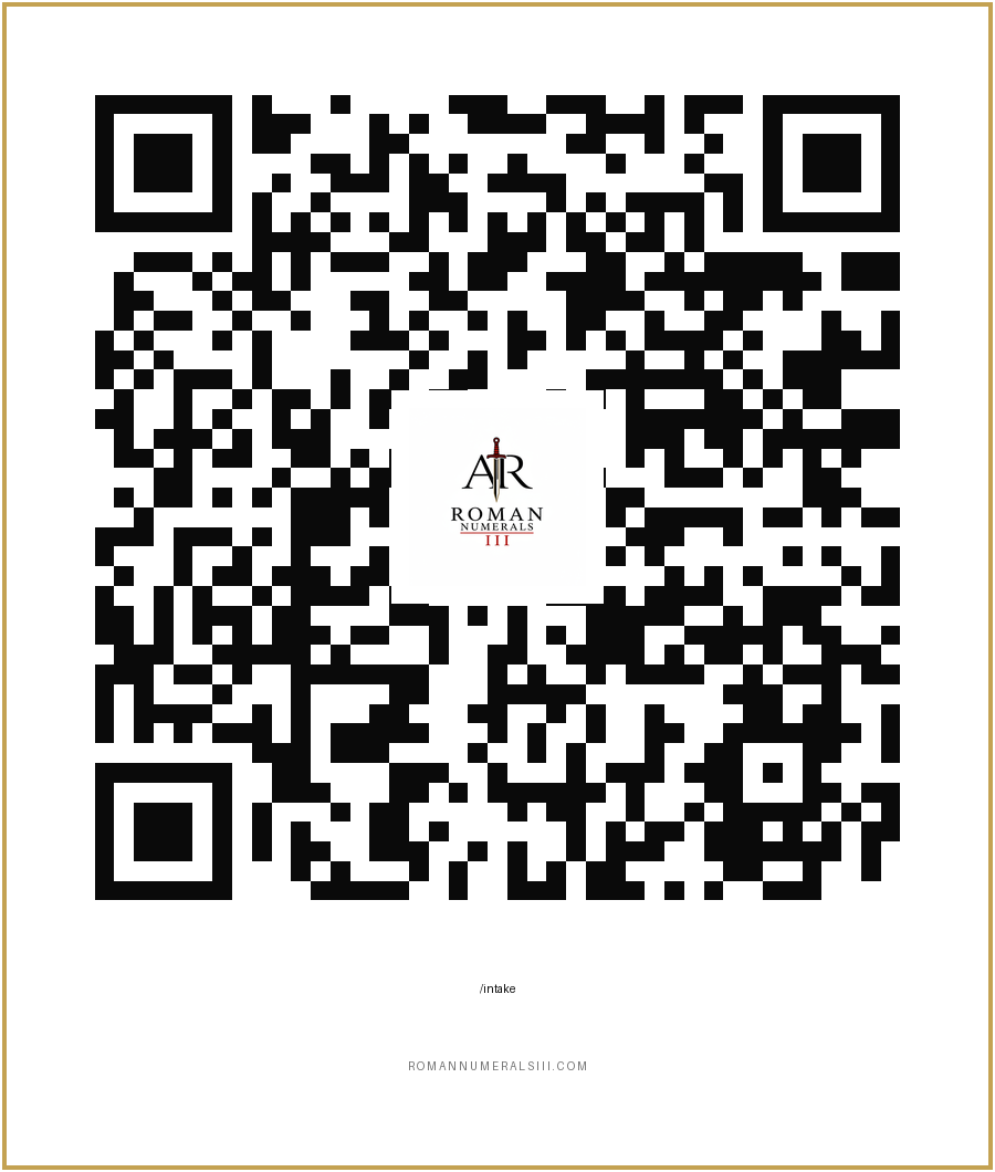 Roman Numerals III — scan to start client intake